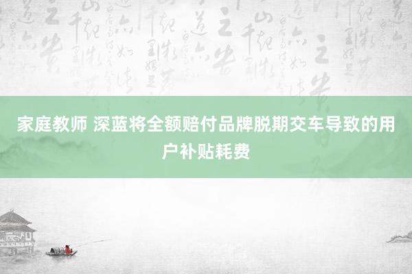 家庭教师 深蓝将全额赔付品牌脱期交车导致的用户补贴耗费
