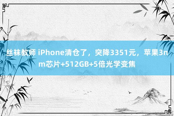 丝袜教师 iPhone清仓了，突降3351元，苹果3nm芯片+512GB+5倍光学变焦