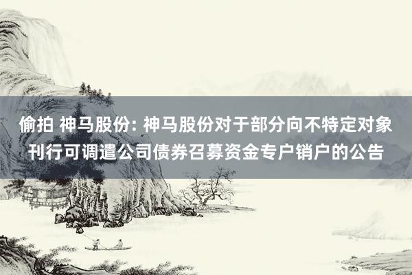 偷拍 神马股份: 神马股份对于部分向不特定对象刊行可调遣公司债券召募资金专户销户的公告