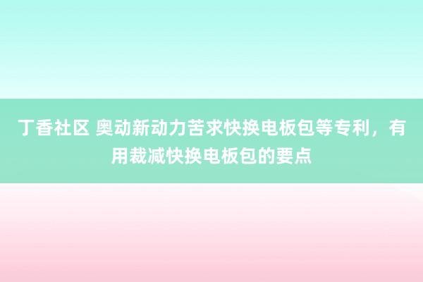 丁香社区 奥动新动力苦求快换电板包等专利，有用裁减快换电板包的要点
