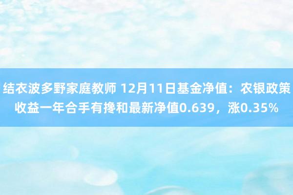 结衣波多野家庭教师 12月11日基金净值：农银政策收益一年合手有搀和最新净值0.639，涨0.35%