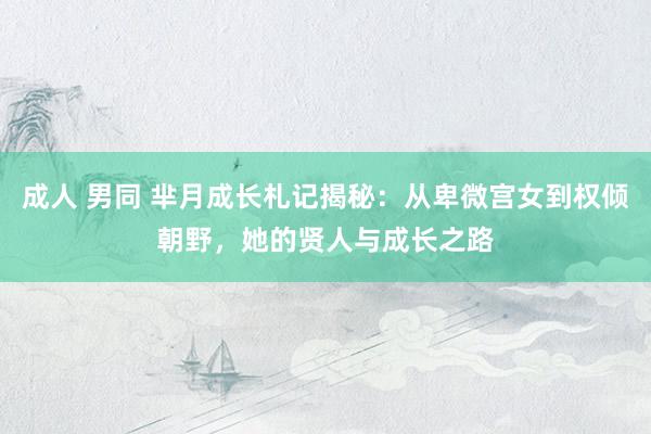 成人 男同 芈月成长札记揭秘：从卑微宫女到权倾朝野，她的贤人与成长之路