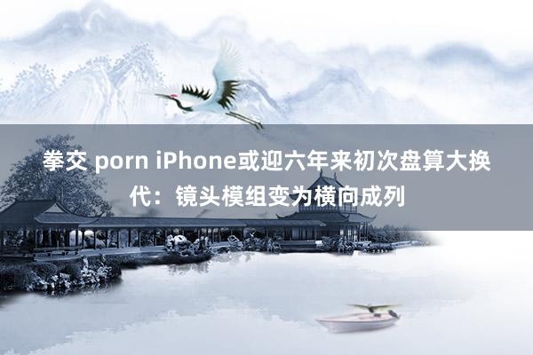 拳交 porn iPhone或迎六年来初次盘算大换代：镜头模组变为横向成列