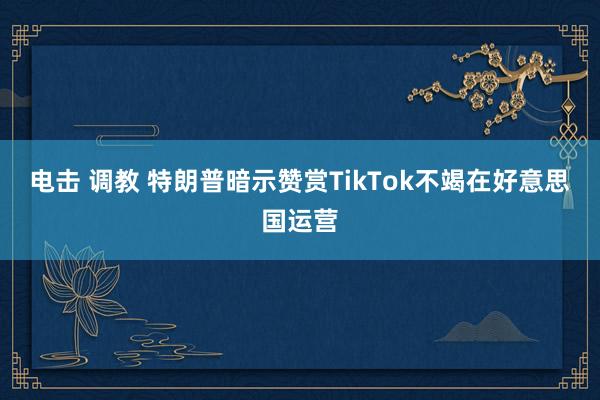 电击 调教 特朗普暗示赞赏TikTok不竭在好意思国运营