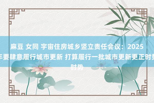 麻豆 女同 宇宙住房城乡竖立责任会议：2025年要肆意履行城市更新 打算履行一批城市更新更正时势