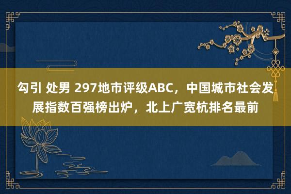 勾引 处男 297地市评级ABC，中国城市社会发展指数百强榜出炉，北上广宽杭排名最前
