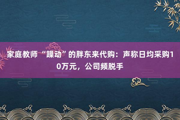 家庭教师 “躁动”的胖东来代购：声称日均采购10万元，公司频脱手