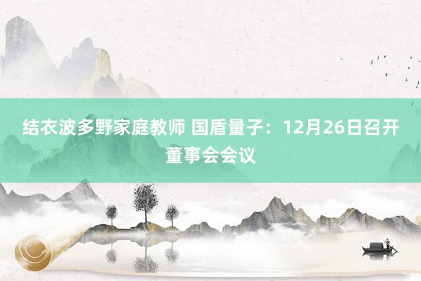 结衣波多野家庭教师 国盾量子：12月26日召开董事会会议