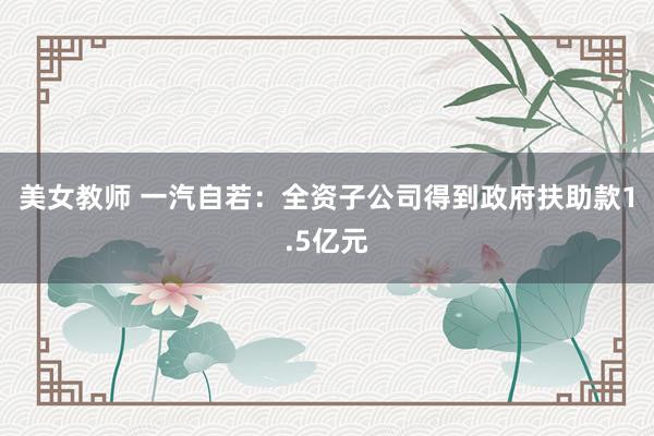 美女教师 一汽自若：全资子公司得到政府扶助款1.5亿元