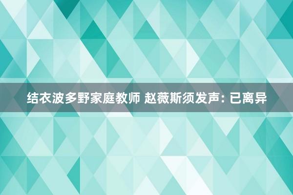 结衣波多野家庭教师 赵薇斯须发声: 已离异