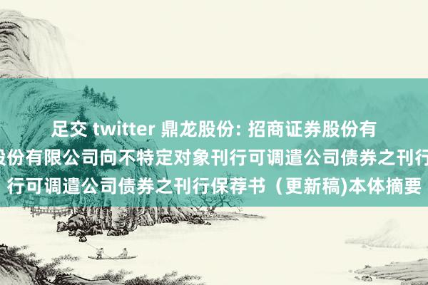 足交 twitter 鼎龙股份: 招商证券股份有限公司对于湖北鼎龙控股股份有限公司向不特定对象刊行可调遣公司债券之刊行保荐书（更新稿)本体摘要