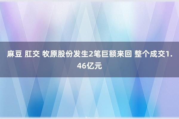 麻豆 肛交 牧原股份发生2笔巨额来回 整个成交1.46亿元
