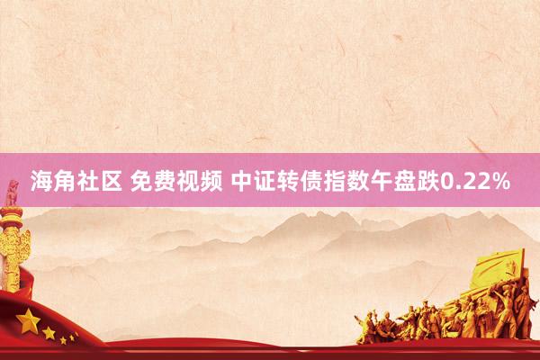 海角社区 免费视频 中证转债指数午盘跌0.22%