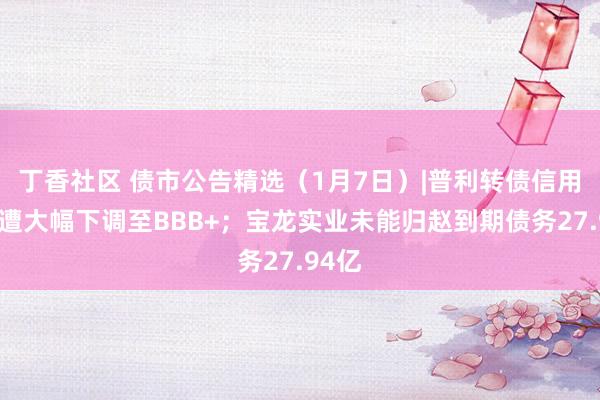 丁香社区 债市公告精选（1月7日）|普利转债信用等第遭大幅下调至BBB+；宝龙实业未能归赵到期债务27.94亿