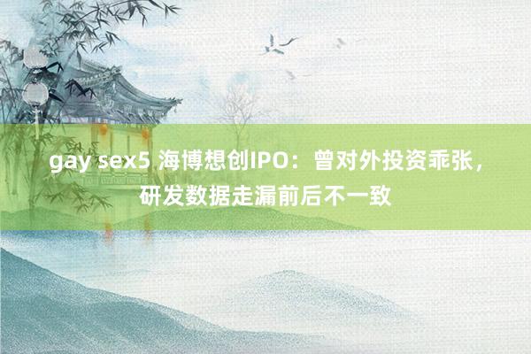 gay sex5 海博想创IPO：曾对外投资乖张，研发数据走漏前后不一致