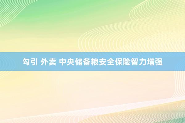 勾引 外卖 中央储备粮安全保险智力增强