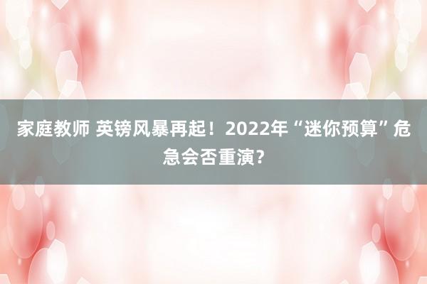 家庭教师 英镑风暴再起！2022年“迷你预算”危急会否重演？
