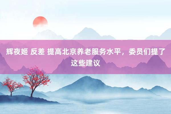 辉夜姬 反差 提高北京养老服务水平，委员们提了这些建议