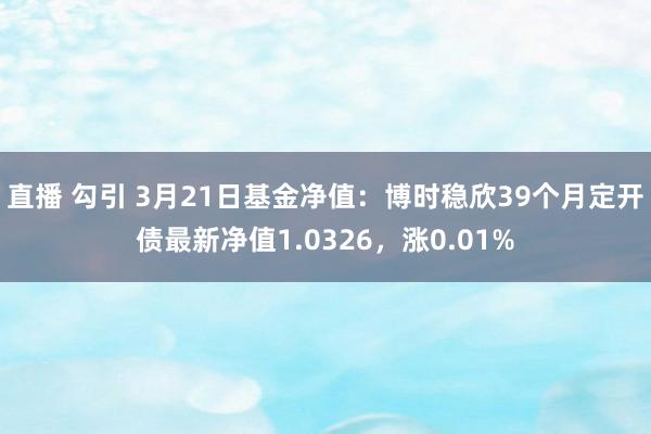 直播 勾引 3月21日基金净值：博时稳欣39个月定开债最新净值1.0326，涨0.01%