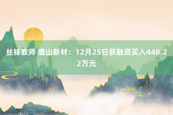 丝袜教师 鹿山新材：12月25日获融资买入448.22万元