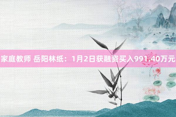 家庭教师 岳阳林纸：1月2日获融资买入991.40万元