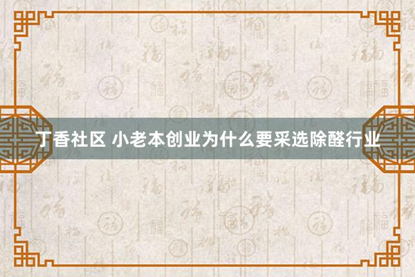 丁香社区 小老本创业为什么要采选除醛行业