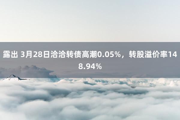 露出 3月28日洽洽转债高潮0.05%，转股溢价率148.94%