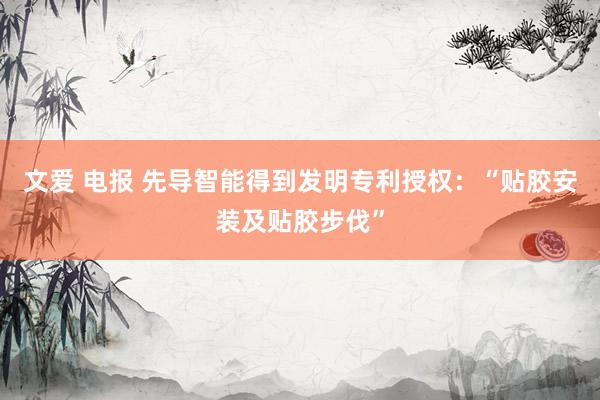 文爱 电报 先导智能得到发明专利授权：“贴胶安装及贴胶步伐”