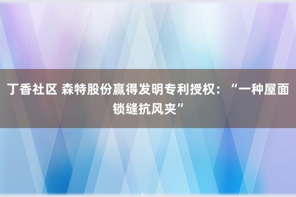 丁香社区 森特股份赢得发明专利授权：“一种屋面锁缝抗风夹”