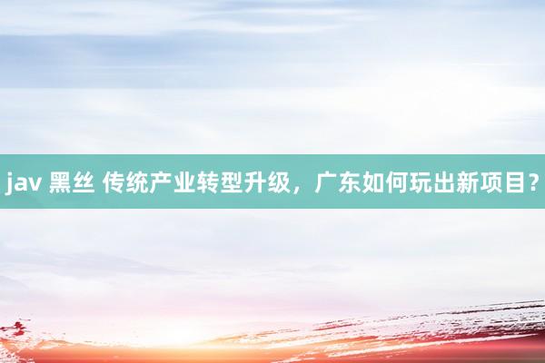 jav 黑丝 传统产业转型升级，广东如何玩出新项目？