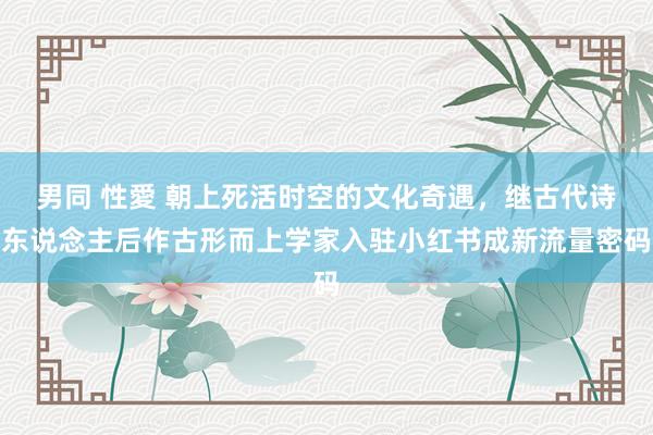 男同 性愛 朝上死活时空的文化奇遇，继古代诗东说念主后作古形而上学家入驻小红书成新流量密码