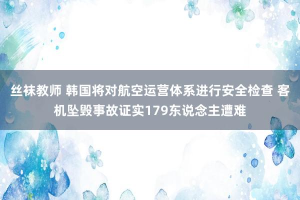 丝袜教师 韩国将对航空运营体系进行安全检查 客机坠毁事故证实179东说念主遭难