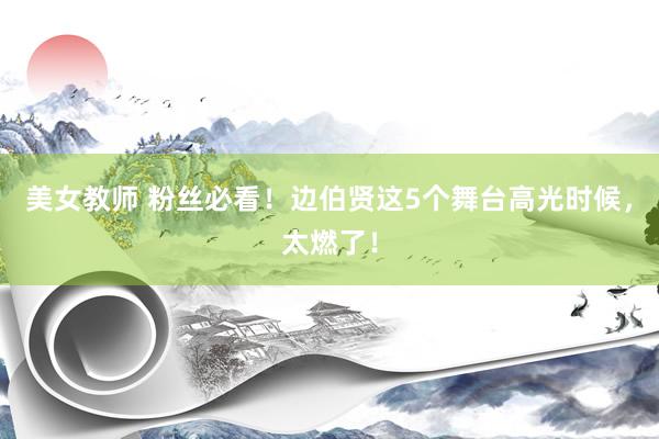 美女教师 粉丝必看！边伯贤这5个舞台高光时候，太燃了！