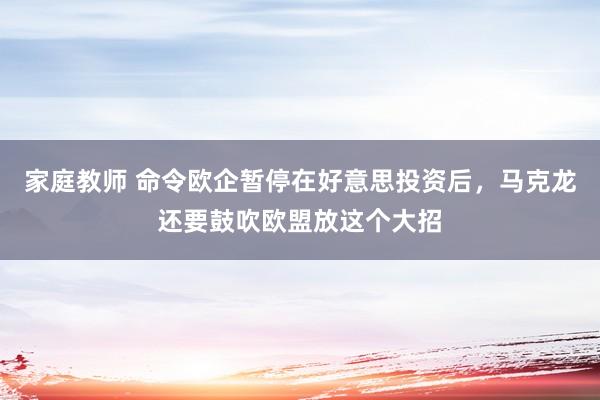 家庭教师 命令欧企暂停在好意思投资后，马克龙还要鼓吹欧盟放这个大招