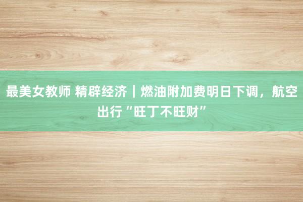最美女教师 精辟经济｜燃油附加费明日下调，航空出行“旺丁不旺财”
