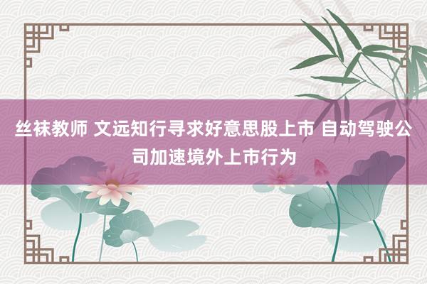 丝袜教师 文远知行寻求好意思股上市 自动驾驶公司加速境外上市行为