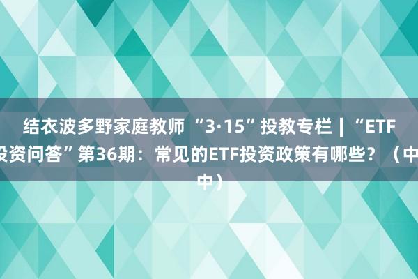 结衣波多野家庭教师 “3·15”投教专栏∣“ETF投资问答”第36期：常见的ETF投资政策有哪些？（中）