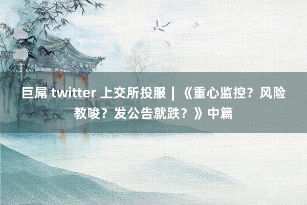 巨屌 twitter 上交所投服∣《重心监控？风险教唆？发公告就跌？》中篇