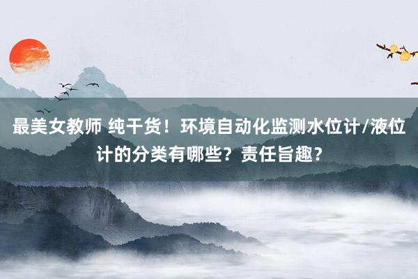 最美女教师 纯干货！环境自动化监测水位计/液位计的分类有哪些？责任旨趣？